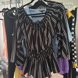 Rue21 Black and White Striped Blouse